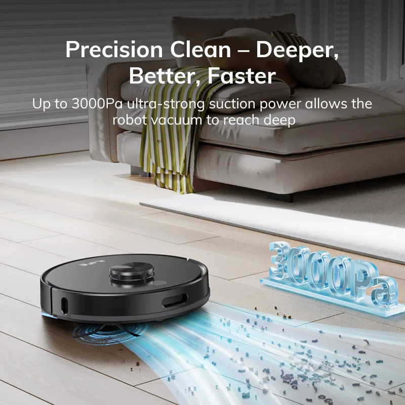 ILIFE A20 Robot Vacuum and Mop Combo, LiDAR Navigation, 3000Pa Suction, Smart Mapping, App/Alexa Control, Ideal for Pet Hair