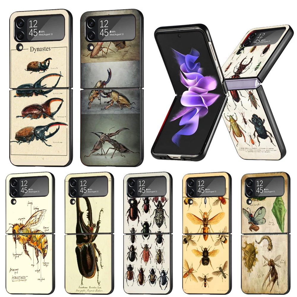 Bugs Bees Scientific Decomposition Phone Case For Samsung Galaxy Z Flip6 Flip5 Flip4 Black Cover Z Flip 6 5 4 3 5G Shockproof Ca