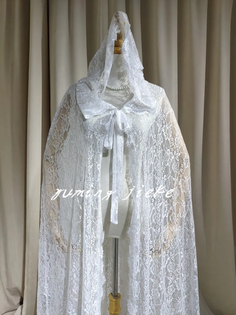 Wedding Cloak, Full Lace Bridal Cape With Hood, Wedding Cape