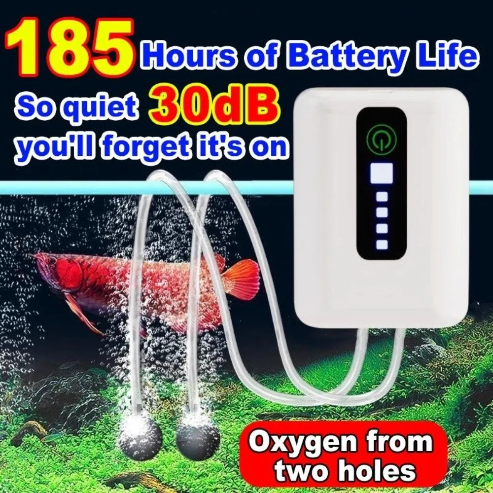 70H/40H حوض السمك مضخة أكسجين مقاوم للماء الترا صامت الصيد مضخة أكسجين ثنائي الغرض USB شحن مولد أكسجين خزان السلاحف