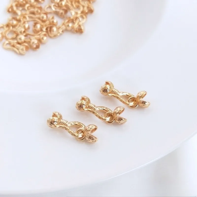 End Buckle Wholesale 14K Gold Bud Double Pack Fish Hook End Connection Buckle DIY Bracelet Jewelry Accessories