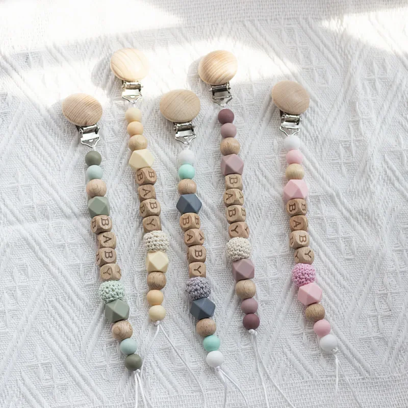 New Baby Pacifier Clips Personalized Name Teethers Toys Dummy Nipples Holder Clip Chain Babies Accessories Newborn Gifts Custom