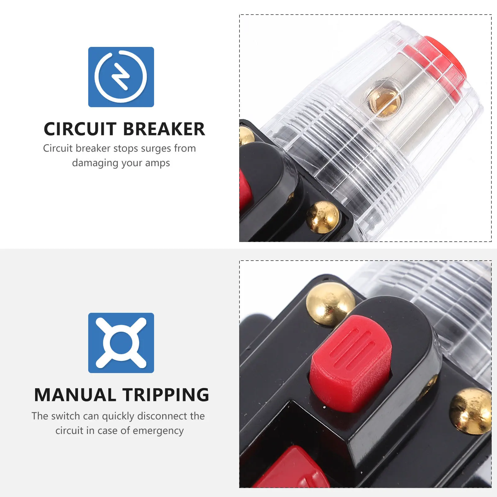 

1Pcs Circuit Breaker Zinc Alloy 80a Fuse Holder Protective Vehicle Recovery Durable Circuit Protection Trolling Motor