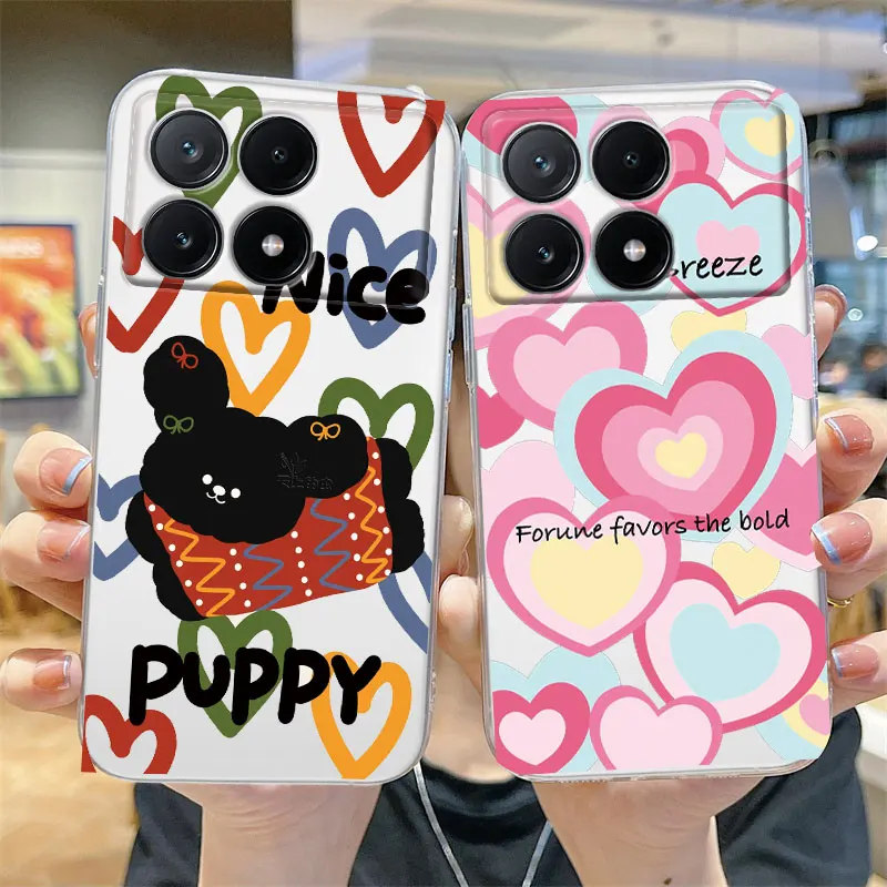 Cartoon Cat Love Flower Butterfly Girls Phone Case For Xiaomi Poco X4 M4 X5 Pro 5G X6 F6 Pro C40 Silicone Printed Silicone Cover