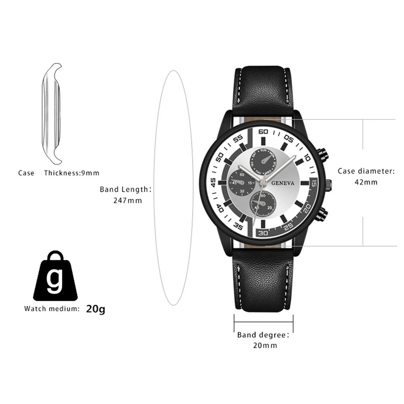 Men'S Quartz Watch Leather Strap Round Dial Watch Top Luxury Brand Men'S Watch Casual Business Men'S Clock Gift