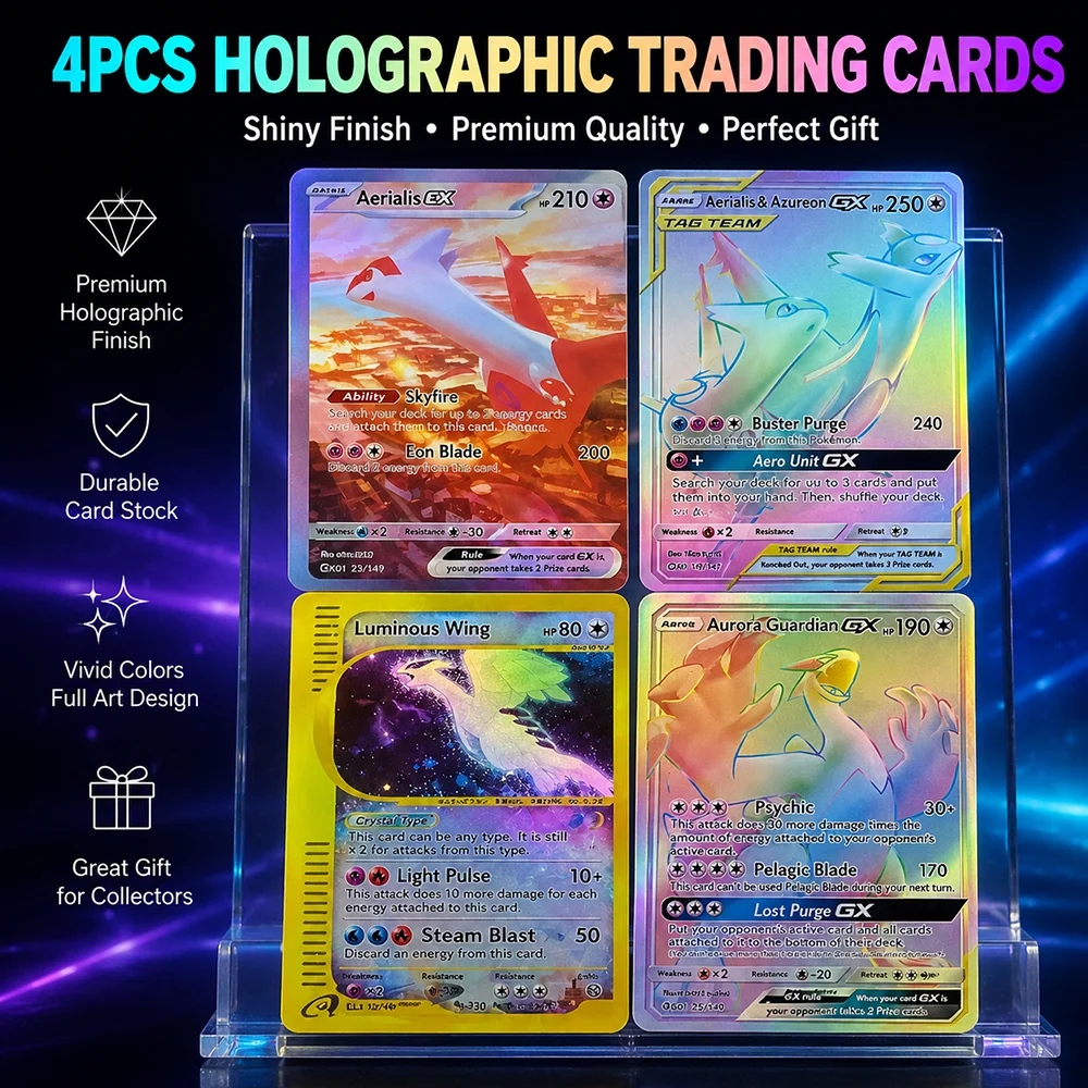 Cartão de Coleção de Anime PTCG Individual Latias&latios Lugia Gx Ex, Cartão de Coleção DIY de Anime e Jogos Clássicos, com Efeito Flash Colorido, Brinquedo Infantil