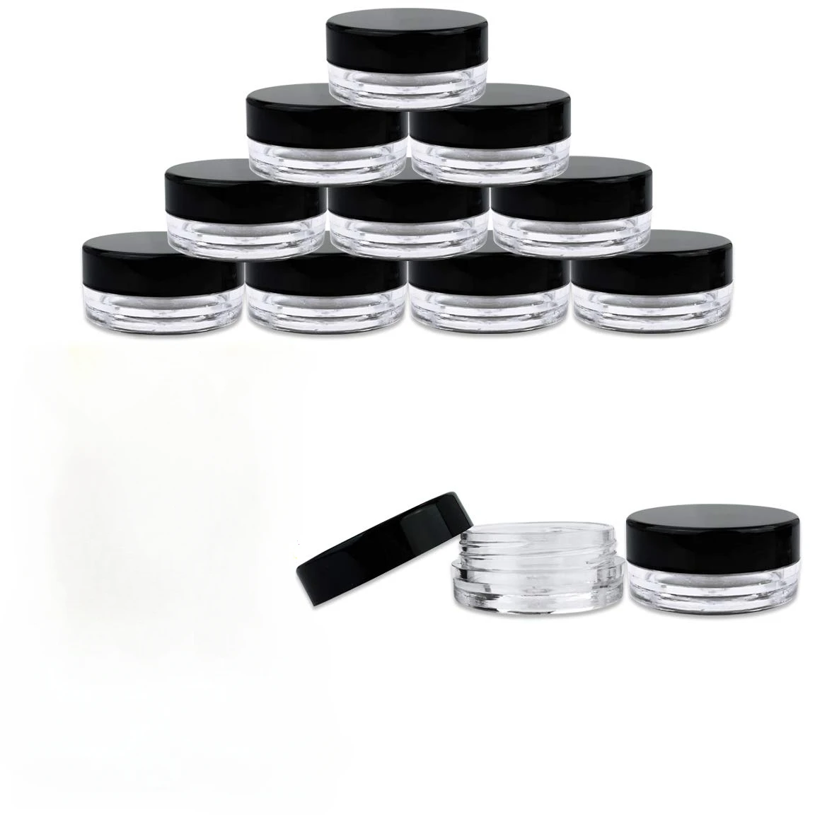 50PCS 3g Cosmetics Sample Round Bottom Cream Box Small Jar Sub-bottling Empty Container for Cosmetics Lotion Nail Powder Spices