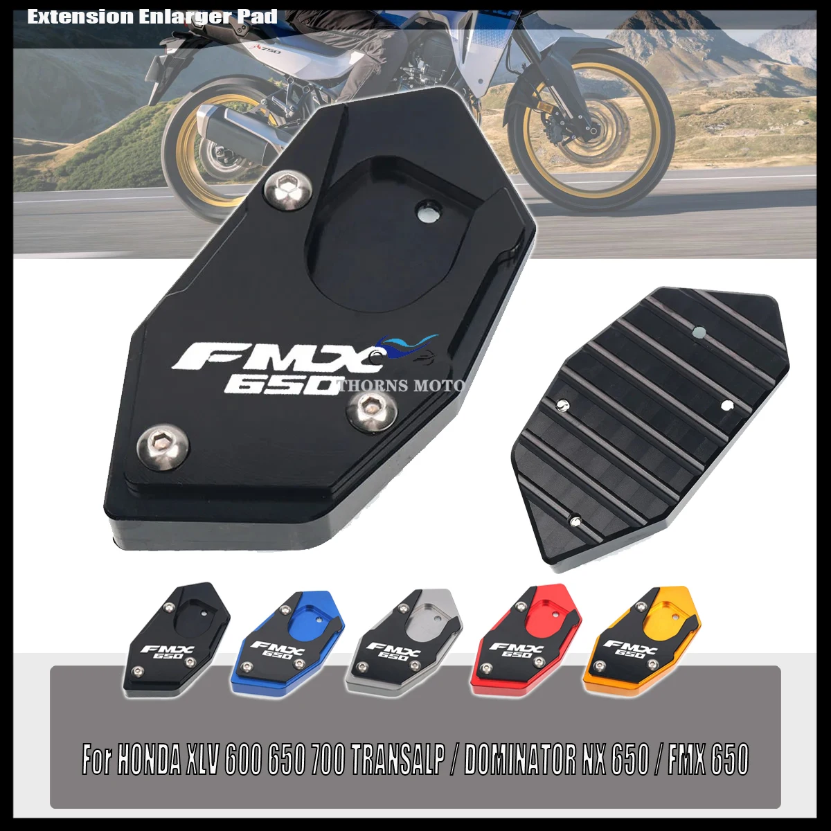 For HONDA XLV 600 650 700 TRANSALP/DOMINATOR NX650 FMX 650 Kickstand Foot Side Stand Extension Pad Support Plate Enlarge Stand view 5