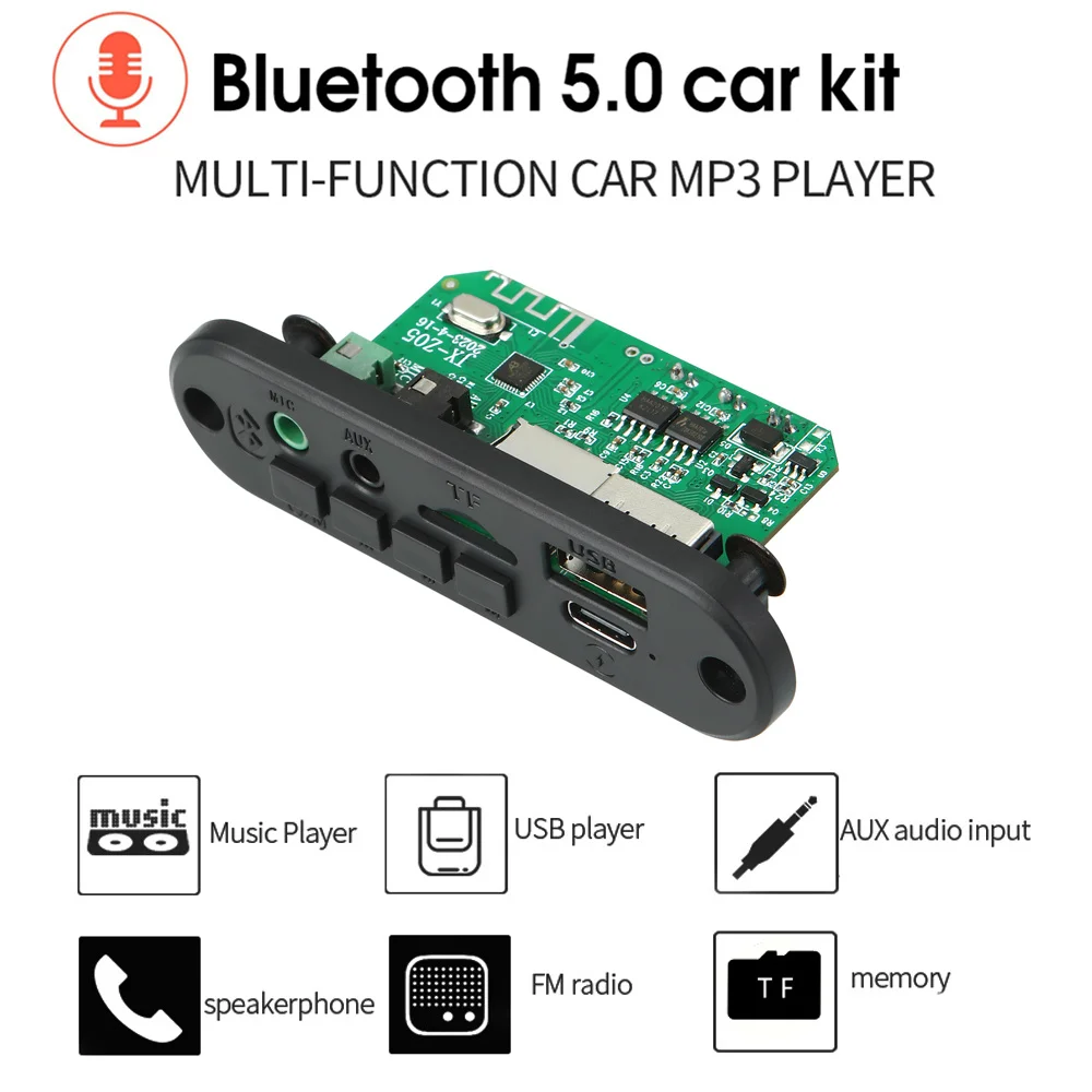 6W DIY MP3 Decoder Board 5V 2x3W Amplifier Bluetooth 5.0 MP3 Player Car FM Radio Module Call Recording TF AUX WMA WAV FLAC APE