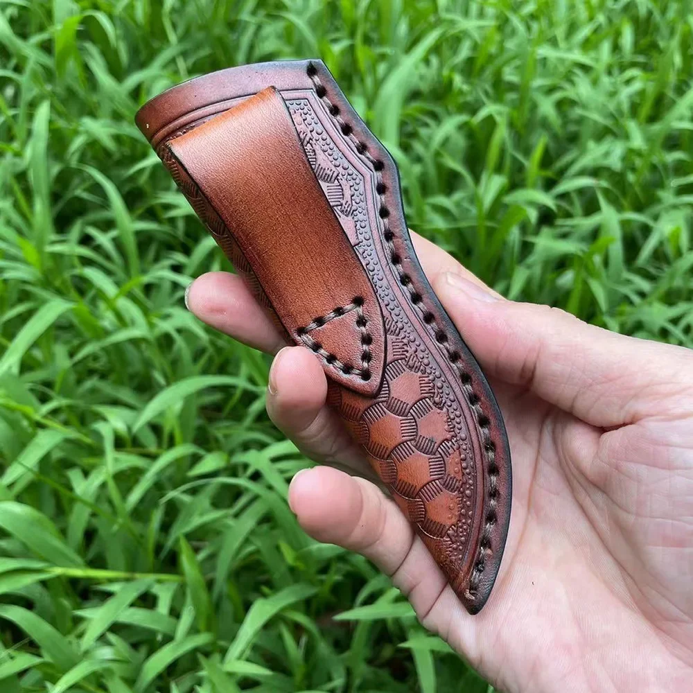 15cm Cowhide Leather Scabbard Fixed Knife Leather Sleeve Outdoor Portable Carry Tool Parts Knife Holsters For Men