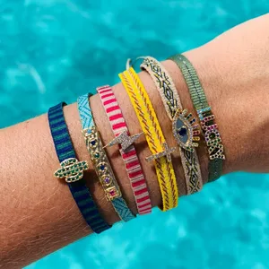 Bracelet en tissu en tissu KKBEAD pour femmes Bracelets tressés Bohemian Bohemian Summer Beach Regal Accessoires CZ Pulseras 12 meilleurs bracelets en vente en Israël - No 2