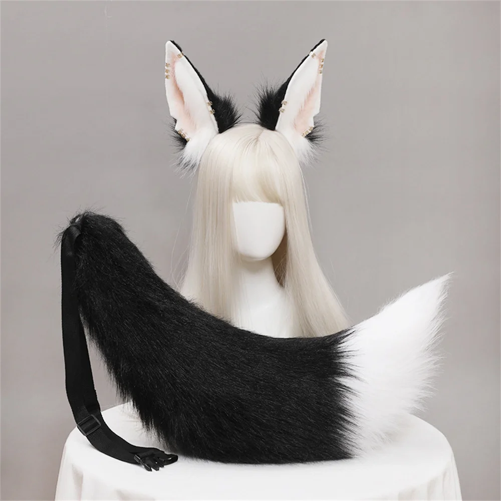 

6 Colors 2Pcs/set Plush Jackal Cat Ears Cosplay Lolita Headband Fox Cat Tail Furry Animal Ears Headwear Kawaii Halloween Costume