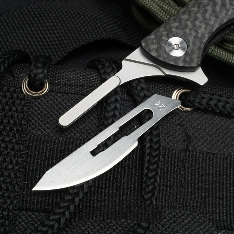 Imagem -03 - Carbon Fiber Folding Knives Edc Portable Pocket Knives Faca de Sobrevivência de Emergência Utilidade Médica Lâmina Substituível Autodefesa Novo