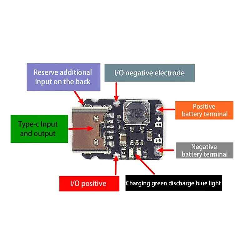 18650 Lithium Battery Charging Board Module Polymer Battery Type-C Port With Protection 5V 1A Charge-discharge Integrated Module