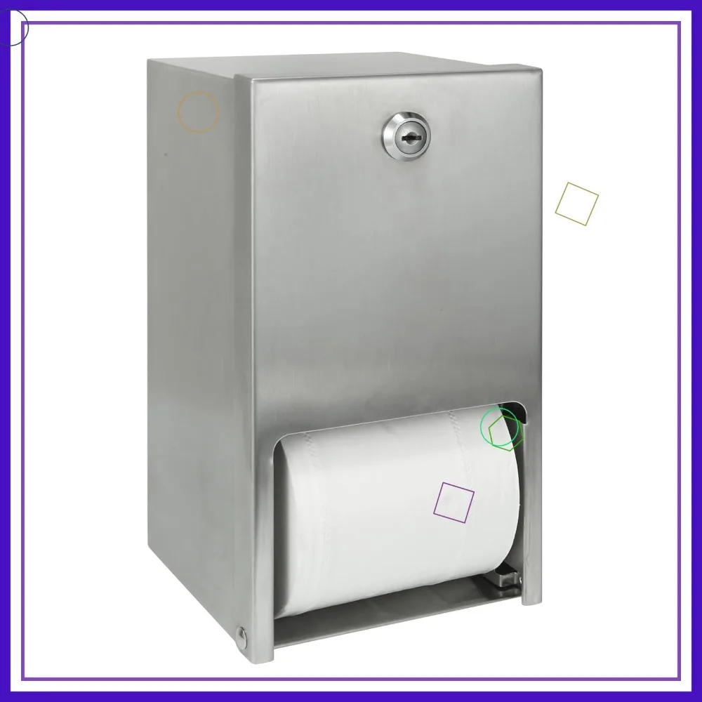 

2 Roll Stainless Steel Commercial Toilet Paper Dispenser, Heavy Duty Wall Mount Tissue Holder with Lock for Restroom Bathroom