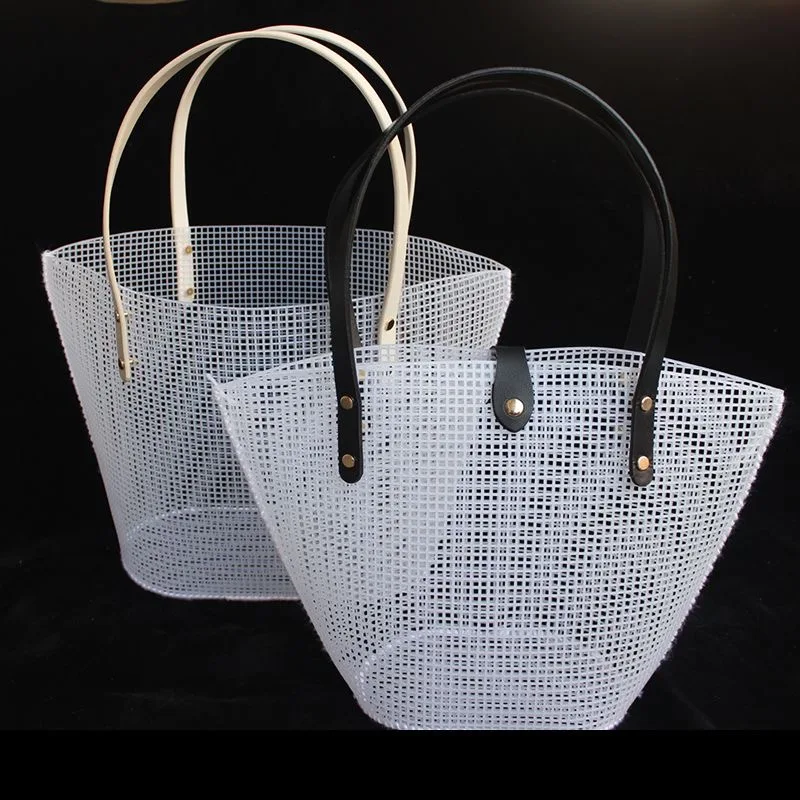 1 conjunto de saco tecido à mão bordado de plástico de malha preta kit de ferramentas diy, material diy de carteira, para amantes de artesanato, presente artesanal
