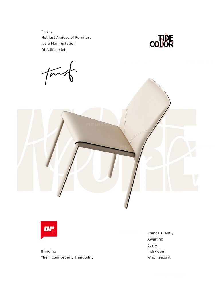 كرسي طعام مصنوع من الجلد الإيطالي الفاخر، مقعد مصمم حديث وبسيط للمنزل والفندق والمطعم