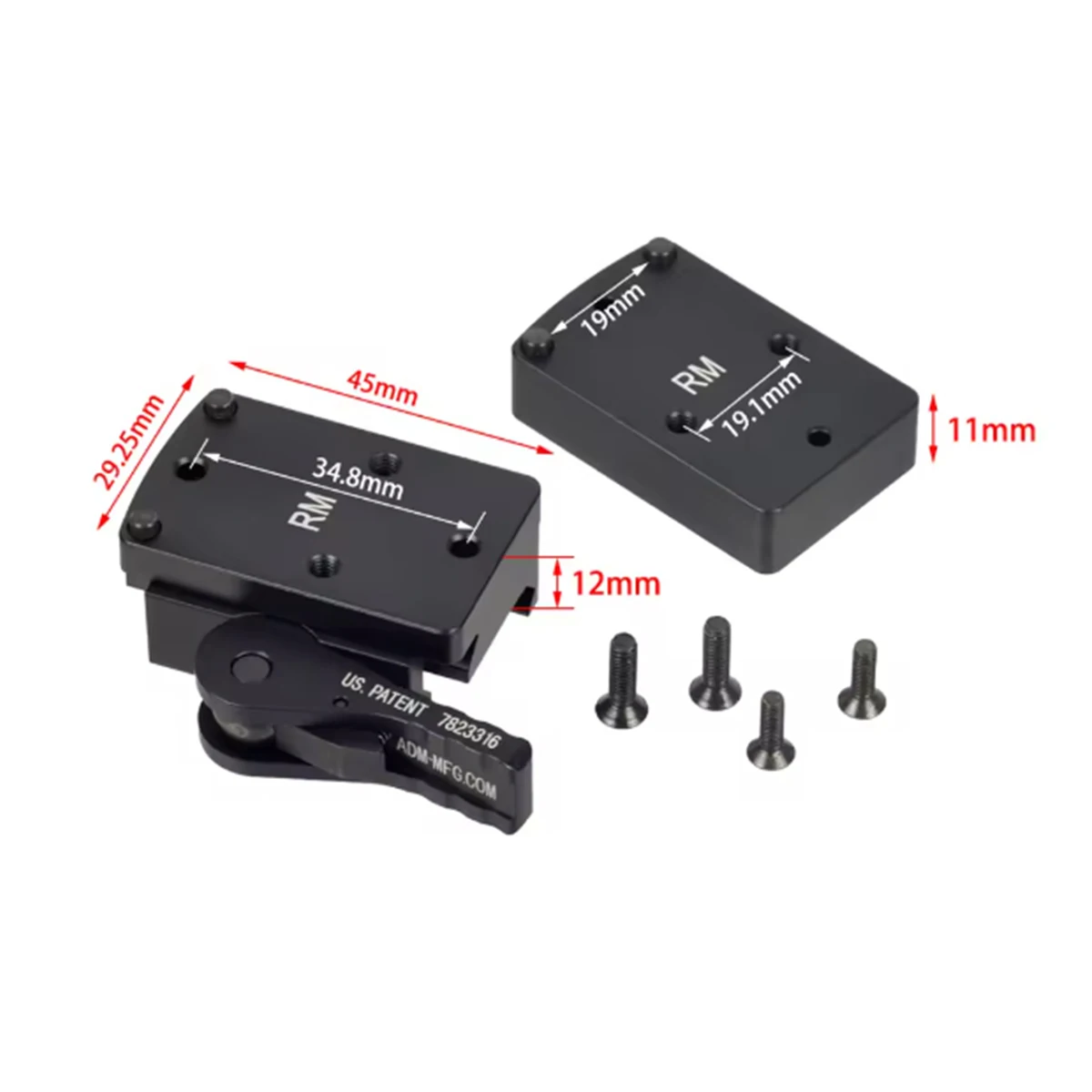 Tactical RM DOCTER QD Plate 1.41 Inch Height Mount With Riser Plate Fit Red Dot Scope Sight For 20mm Picatinny And Weaver Rail view 2