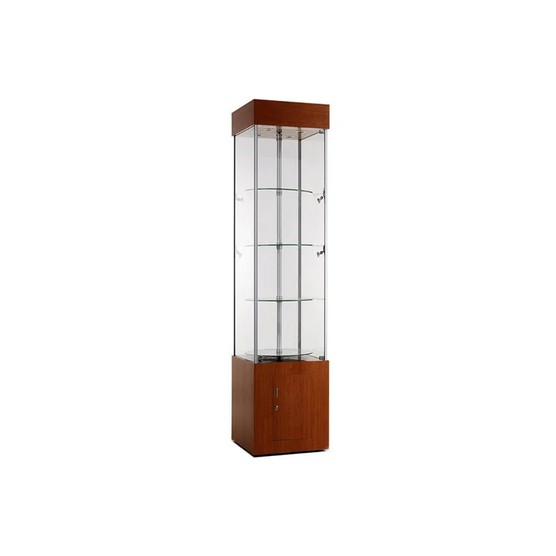 custom.Glass cabinet showcase display aluminum frame led light upright tower display showcase