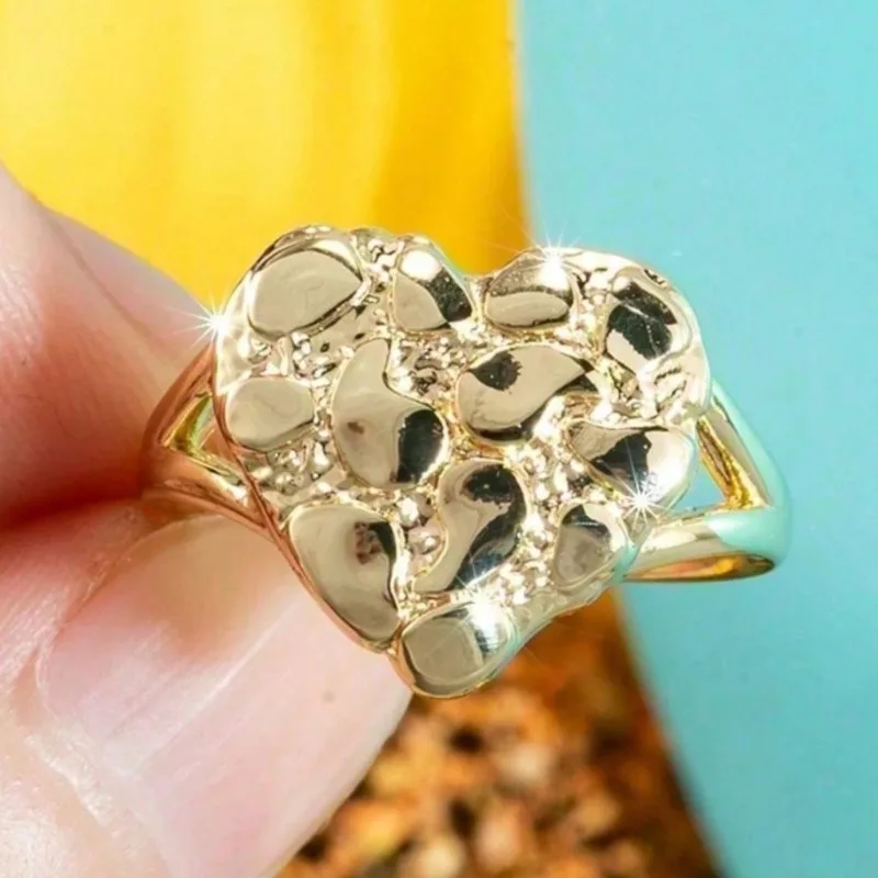 New ins simple and fashionable women's alloy gold-plated love jewelry surface concave and convex ring