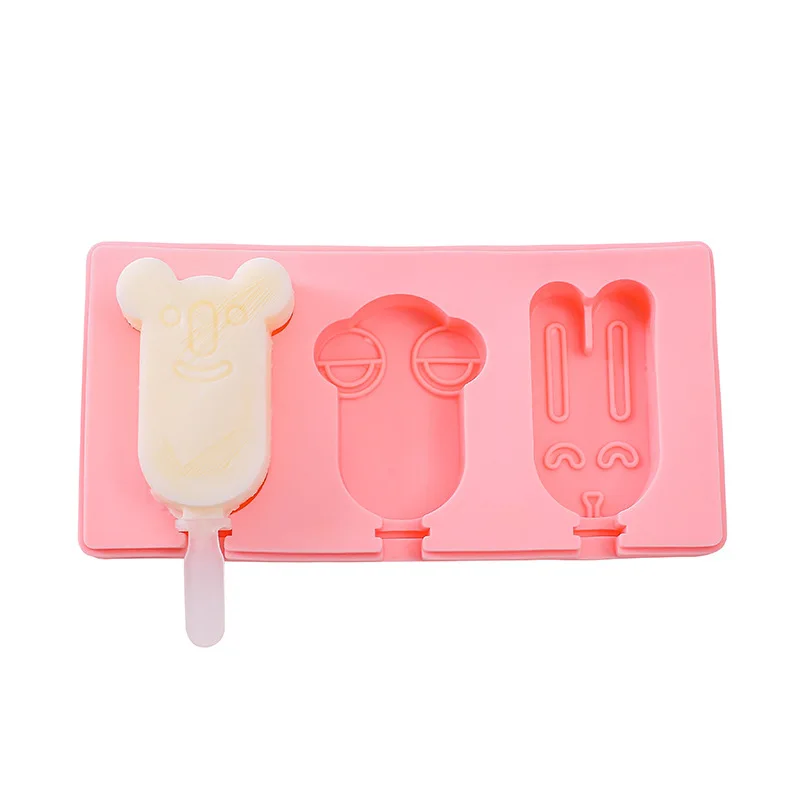 Silicone Ice Cream Mold DIY Cartoon Animal Fruit Popsicle Mould With Lid and Stick Ice Cube Maker Kitchen Tools Accessories