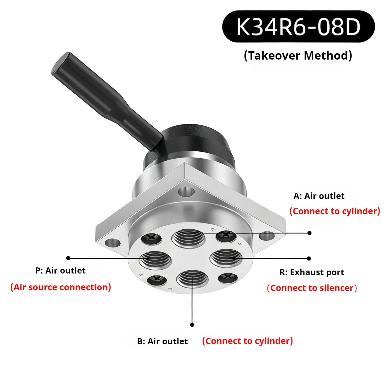 Pneumatic switch valve k34r6-8d, one in one out cylinder control directional valve switching valve switch valve