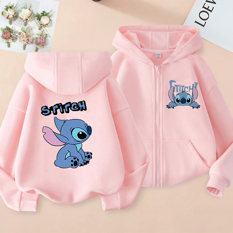 Funny Zip Up Sweatshirts Stitch Hoodie Children Clothes Kid Girl Boy Lilo and Stitch Sweatshirt Zipper Hoody Baby Casual Top