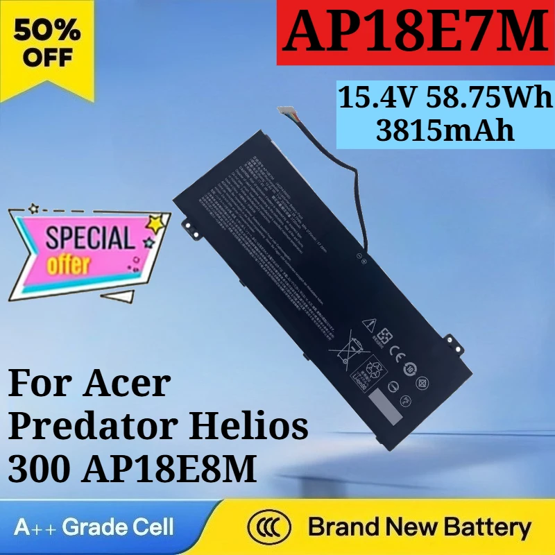 

AP18E7M 15.4V 58.75Wh 3815mAh Laptop Battery for Acer Predator Helios 300 AP18E8M PH315-52 PH315-53 PH317-53 Predator Triton 300
