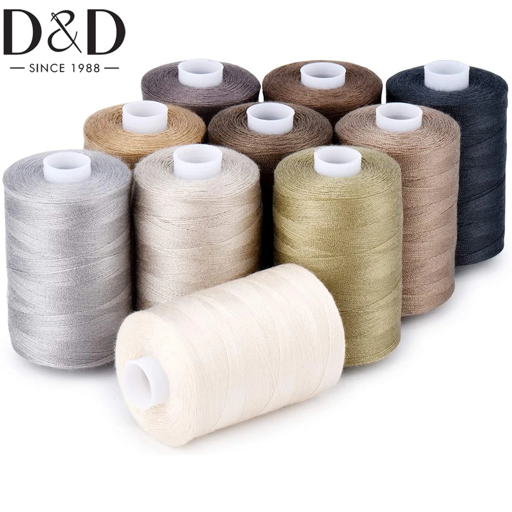 D&D 1000 Yards Per Spool 40S/2 Polyester 10 Grey Colors Set Sewing Thread for Hand Sewing&Embroidery Machine