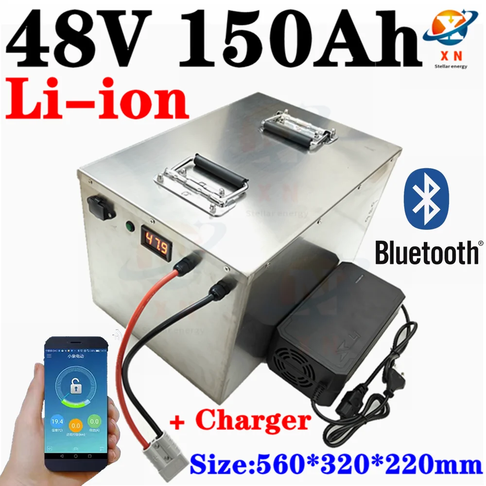 

48v 150ah lithium battery with bluetooth BMS RS485 communication for 48v 5kw 10kw Hybird inverter UPS so