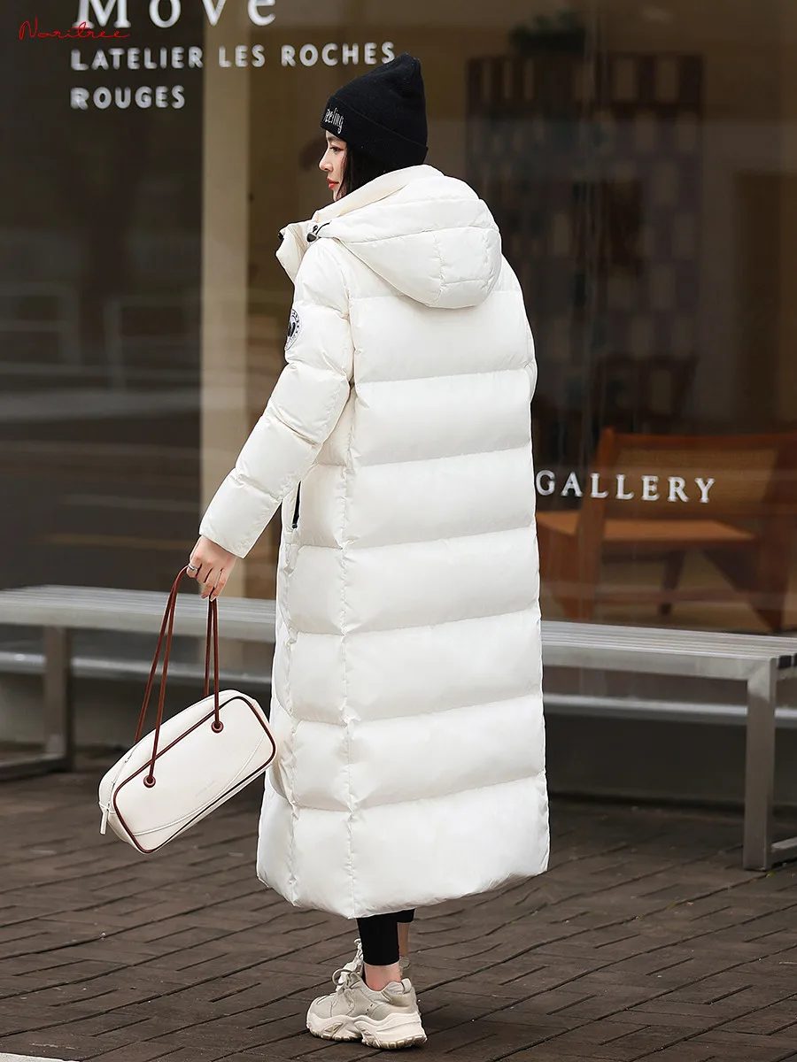 Great Quality Longer Hooded Down Coats Winter Women\'s 90% down Thicker warm down coats female warm jacket Fluffy Parkas wy2098