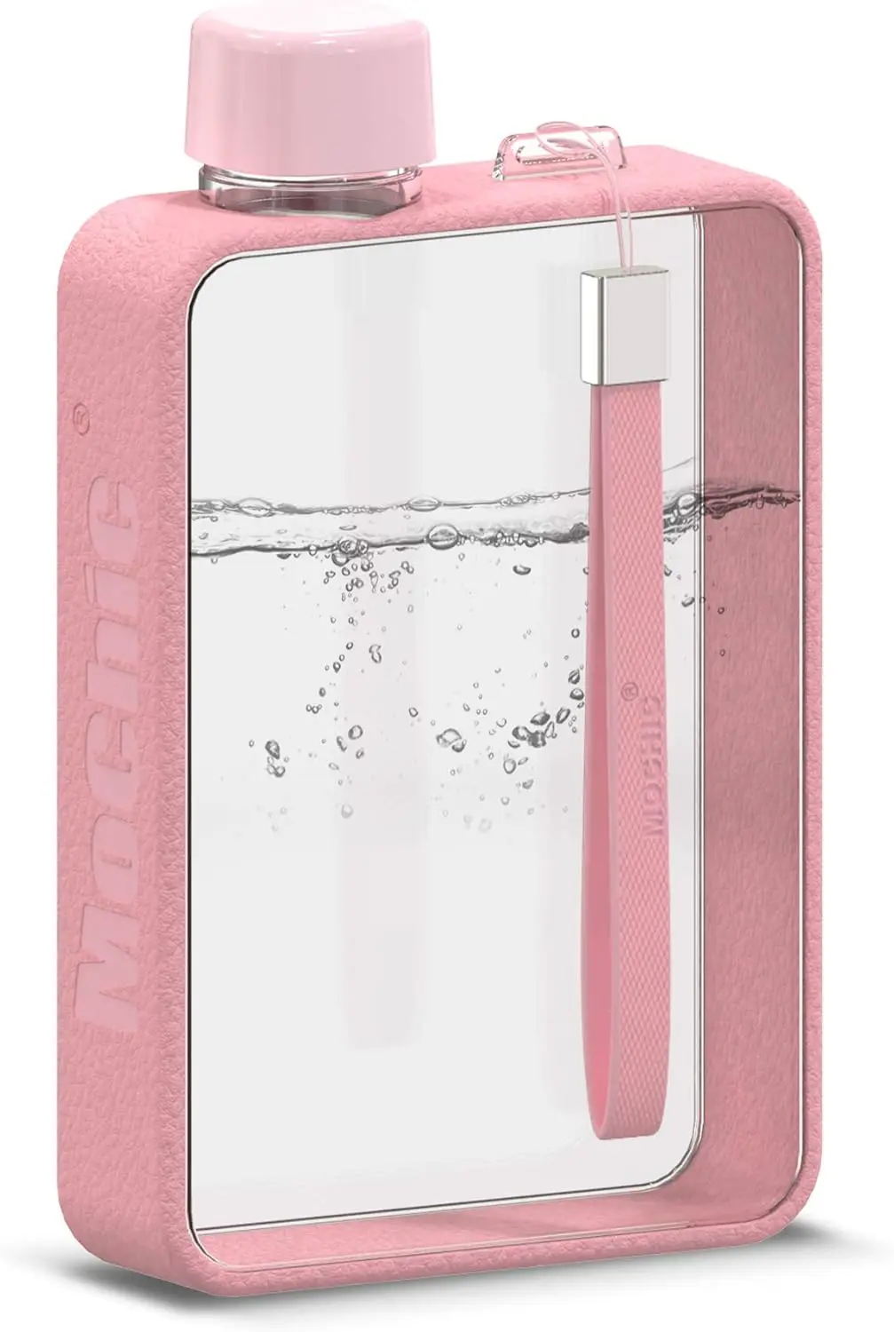 

Mochic 13oz Portable Travel Mug Slim Cold Flask, BPA-Free Tritan Water Bottle for Gym, Camping, Outdoor - Leak Proof (Pink)