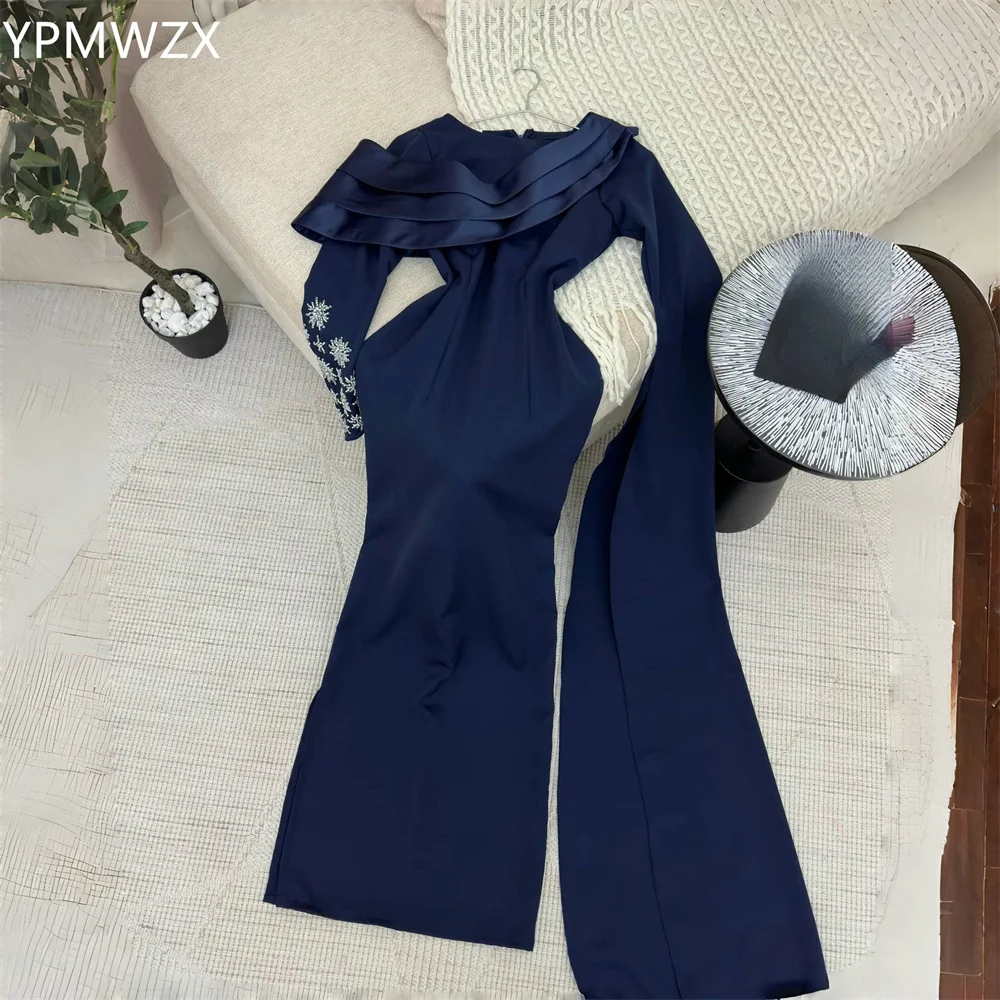 Customized YPMWZX Scoop Neckline A-line Floor length Skirts Fold Bead Bespoke Occasion Dresses