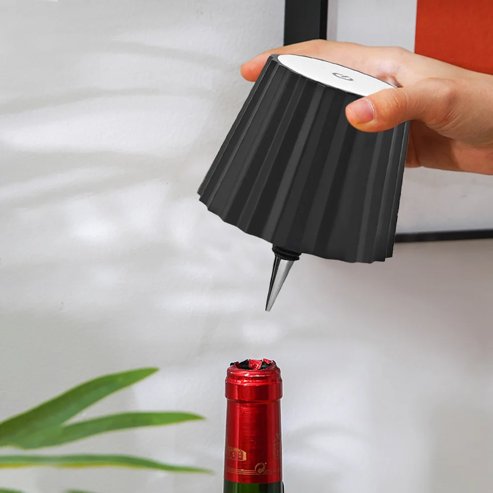 مصباح طاولة ليد لاسلكي لزجاجة النبيذ ، مصابيح طاولة خافتة ، USB قابلة لإعادة الشحن ، 3 ألوان ، لمسة علوية ، مشروب ، طعام ، #4