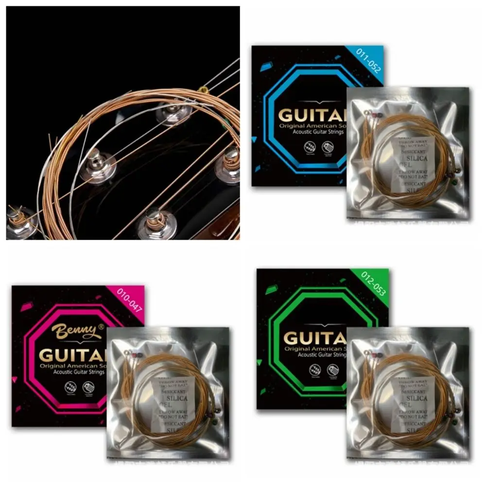 1 Set 010 011 012 Folk Guitar Strings Guitar Accessories Phosphorous Copper Coated Guitar Strings 6 Strings Long Life Musician