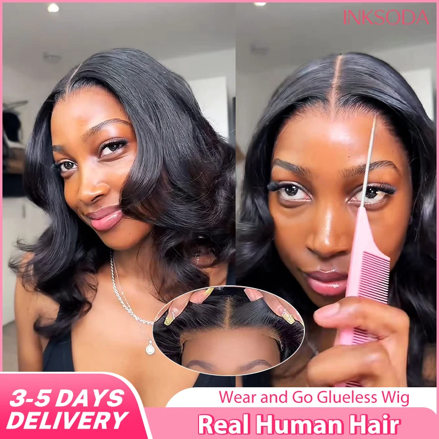 

Wear And Go Glueless Bob Wig Human Hair Short Body Wave Lace Front Wigs Pre Cut Brazilian Hair 4x4 5X5 HD Lace Closure Wig For Women Short Bob Glueless Body wave Human Hair Wig 220% Density Pre-Plucked No Lace Front Closure Ready to Wear