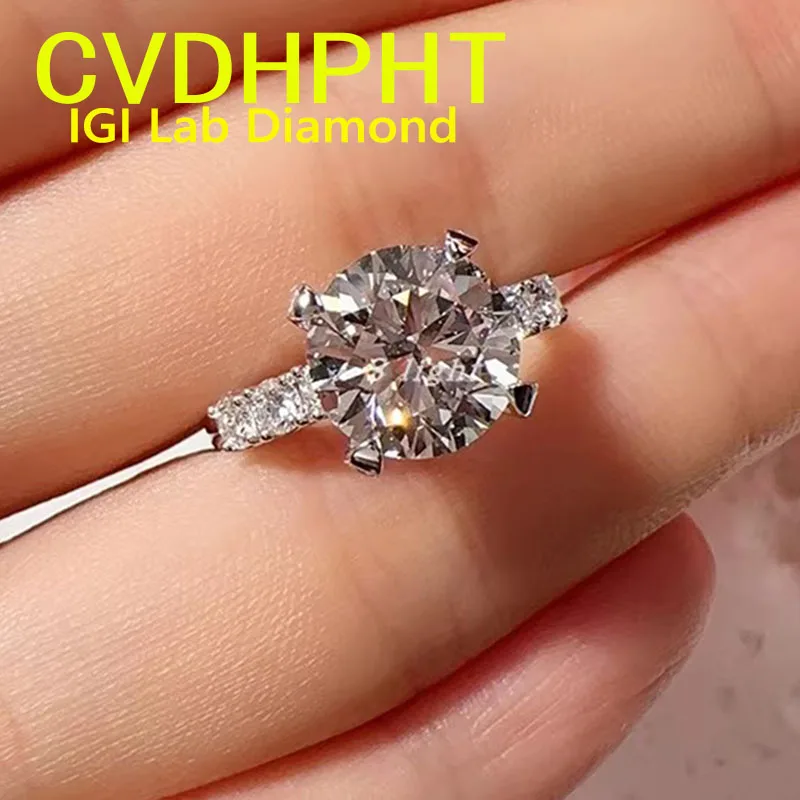 

3ct Au750 Real 18K white gold Lab grown dimaond ring IGI&GIL round shape D VS1 Wedding engagement ring