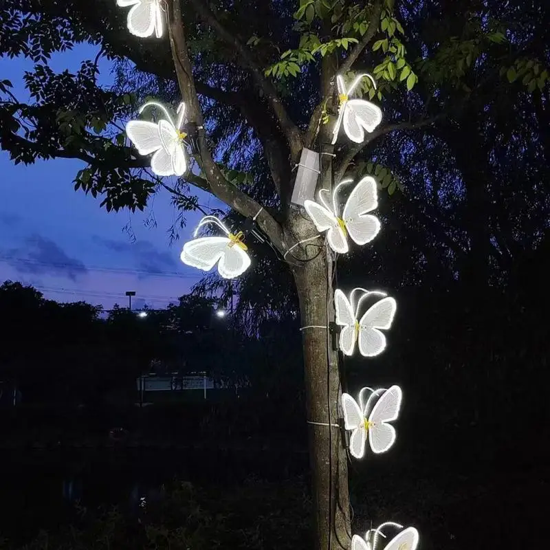 

Butterfly Lights Outdoor Butterfly Decor Waterproof Moving Lantern Fluttering Realistic For Fence Pathway Porch Deck Balcony