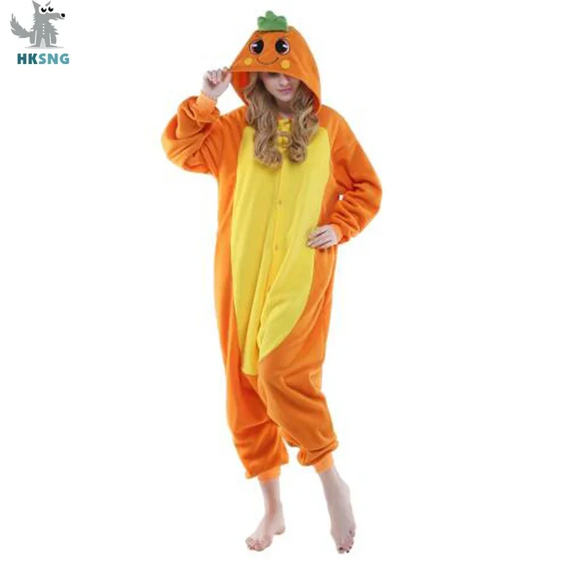 

HKSNG New Adult Animal Cartoon Carrot Onesie Pajamas Cartoon Party Costumes Jumpsuits Christmas Gift Kigurumi