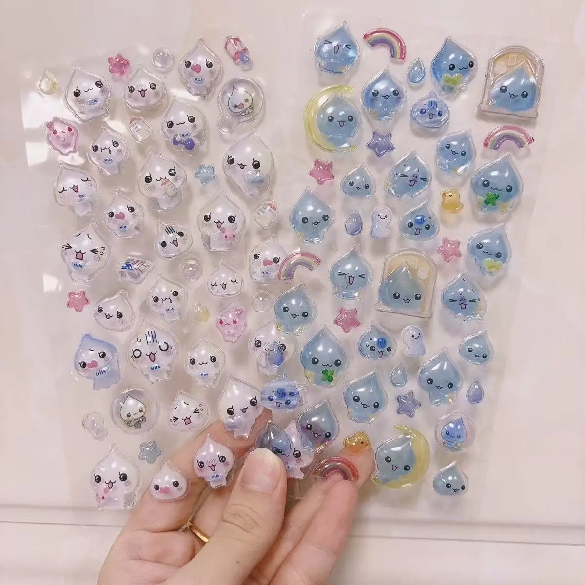 الكرتون Kawaii قطرة الماء ملصقات ثلاثية الأبعاد فتاة كتيبات الديكور الثلاجة ملصق الديكور الإبداع مكافأة لعبة هدية