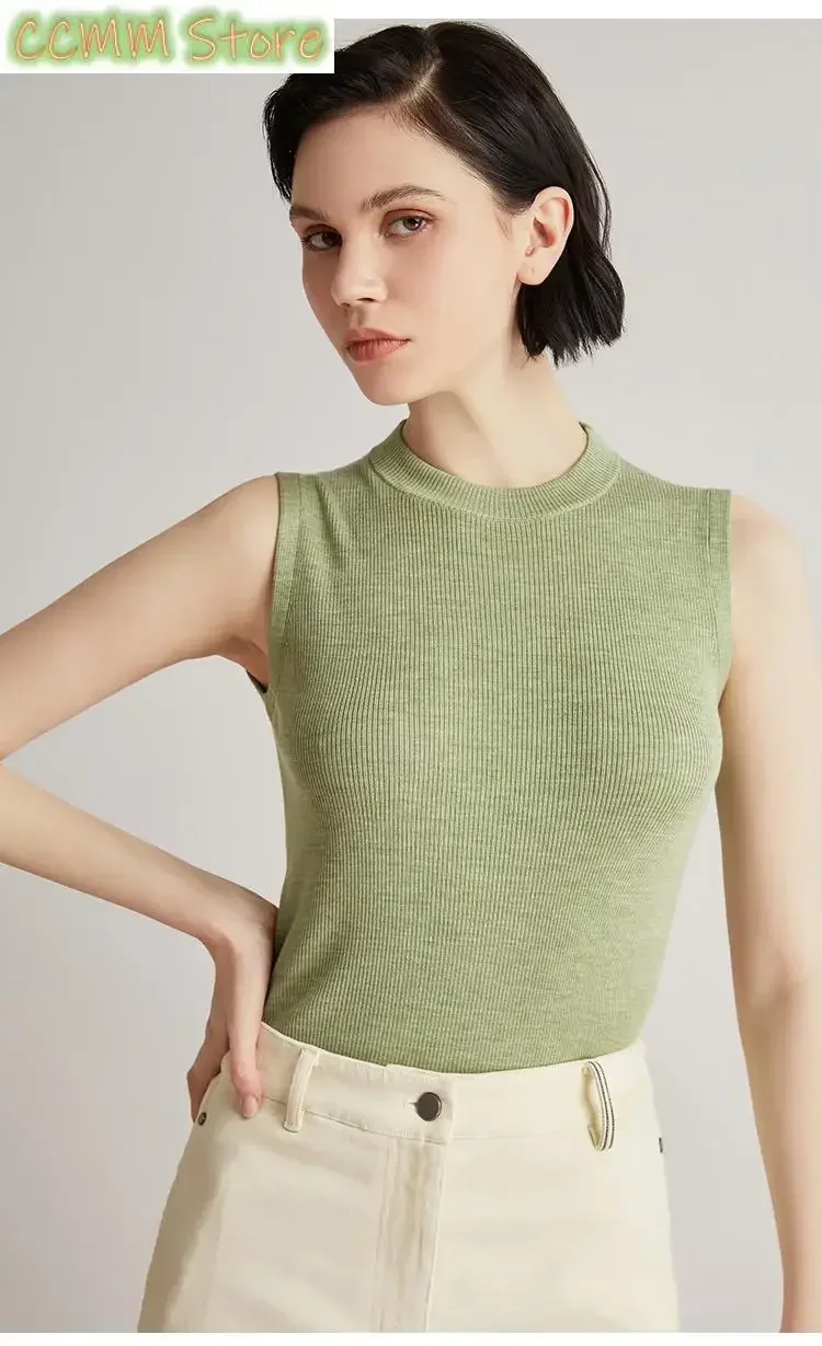 Summer Thin Women's luxury Brand Clothes High Quality Silk Merino Sweater Wool Knitted Vest For Ladies