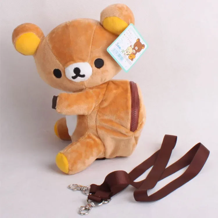 Bolso de peluche de oso Rilakkuma 3D de dibujos animados, bandolera de hombro para niñas adolescentes, bandolera pequeña Kawaii