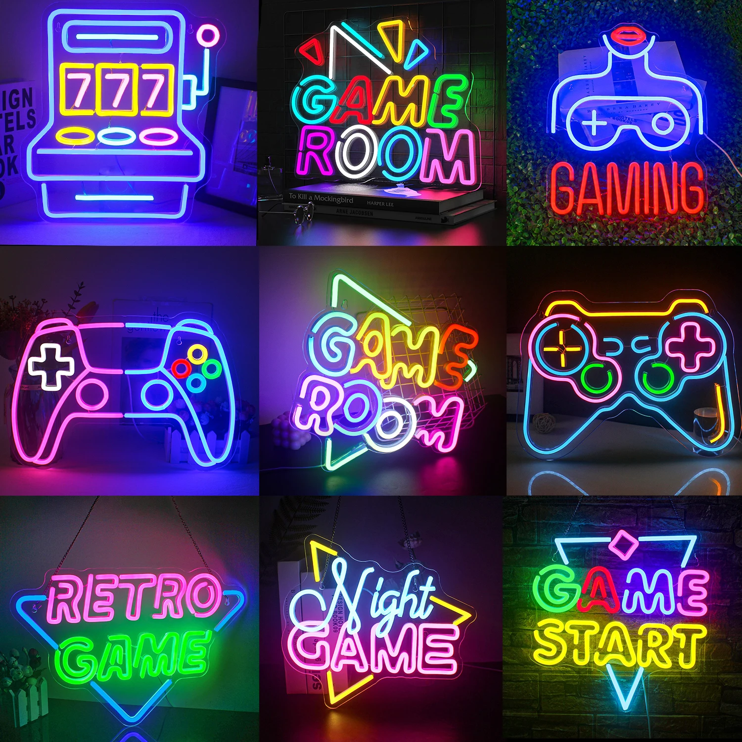 Game Neon Sign Game Collectie Led Light Kinderkamer Arcade Bord Party Bar Game Room Man Grot Muur Decor Neon Licht Gloeiend Bord