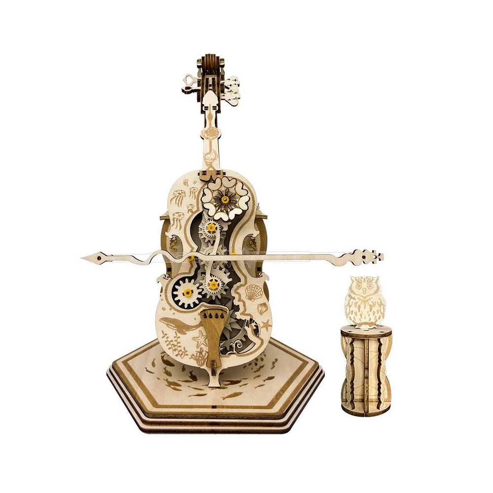 

Музыкальная шкатулка для взрослых для создания виолончели, музыкальная шкатулка, 3D деревянные головоломки, сборка «сделай сам», Креативные украшения, праздничные подарки