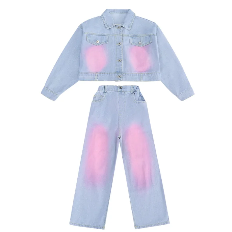 

New Baby Girls Teenage Jean Sets Coat + Pants Princess Fashion Suits 5-12T