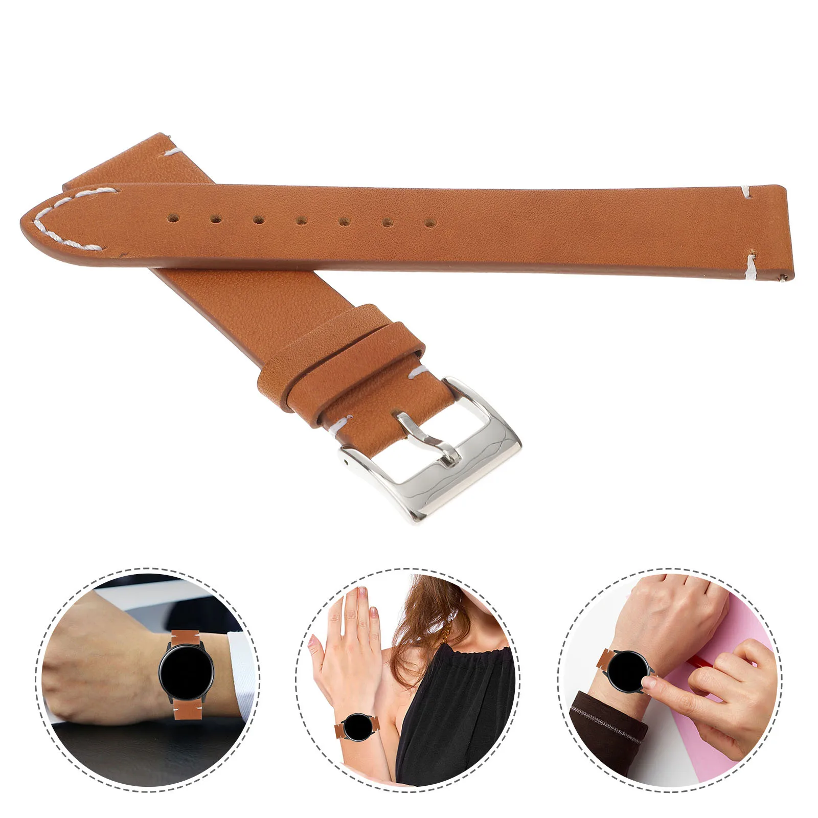 

Cowhide Watch Strap Vintage Adjustable Retro Design Comfortable Wrist Watchband Replacement Business Formal Wear