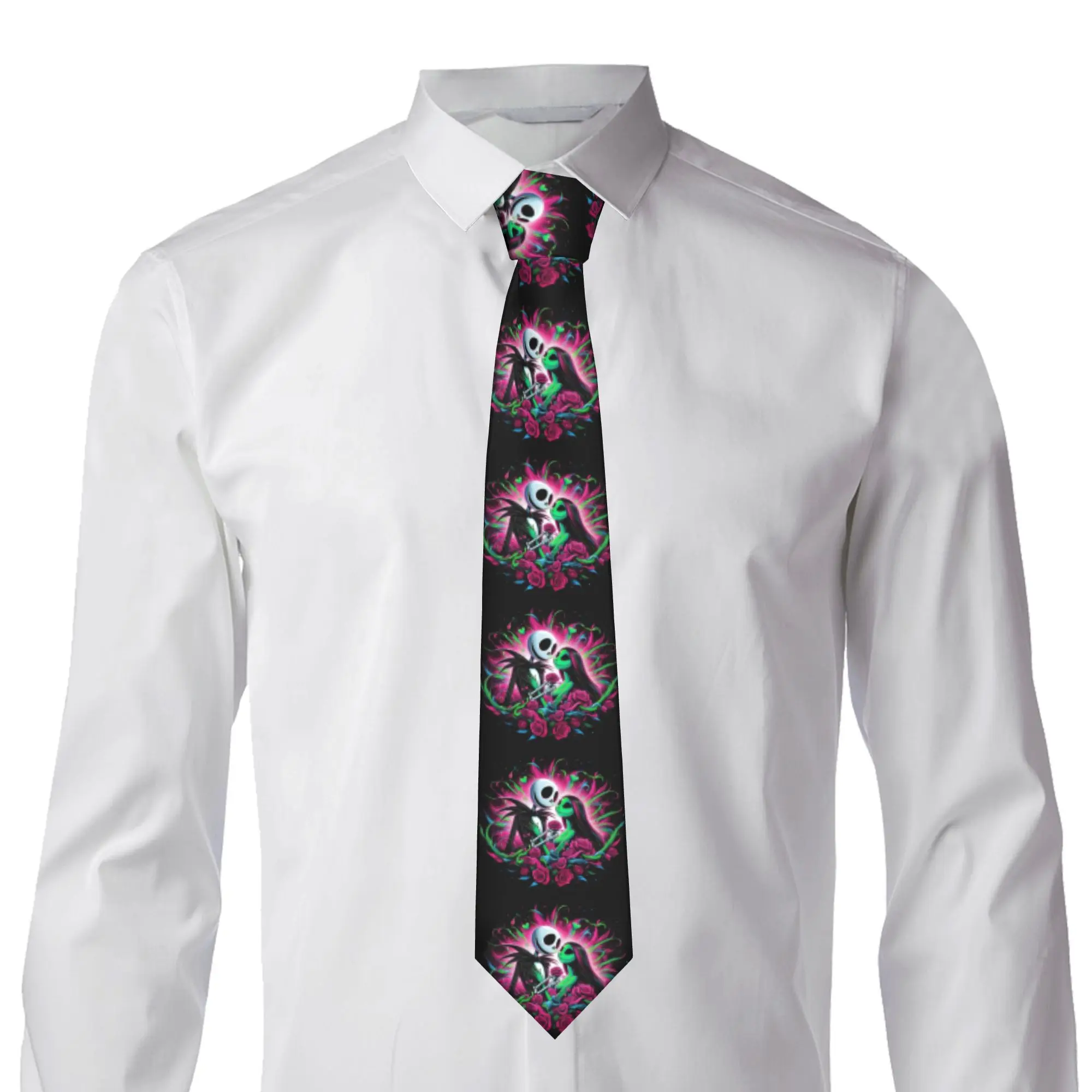 Fashion Nightmare Before Christmas  Neck Ties Men's Custom Silk Jack and Sally  Neckties for Business Cravat