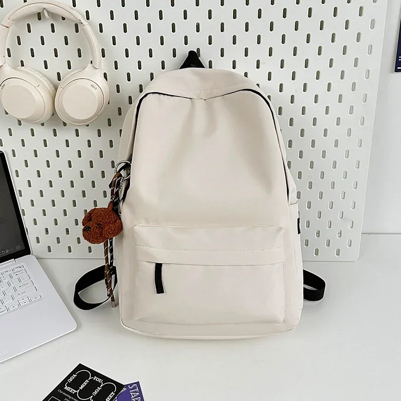 2024 Hot Selling Solid Color Nylon Backpack Large Capacity Zipper Soft Handle Casual Backpack Outer Frame Soft Versatile Handbag