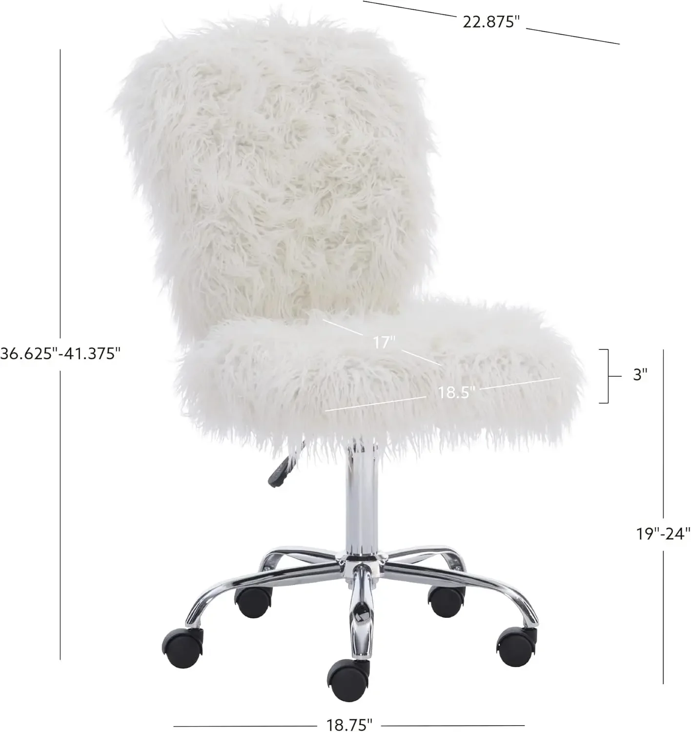 Linon Cora Faux FlokSauChaise de bureau sans accoudoirs, blanc