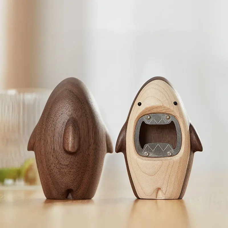 

Solid wood shark beer shape wine bottle opener creative personality cartoon lovely screwdriver desktop furnishing household tool